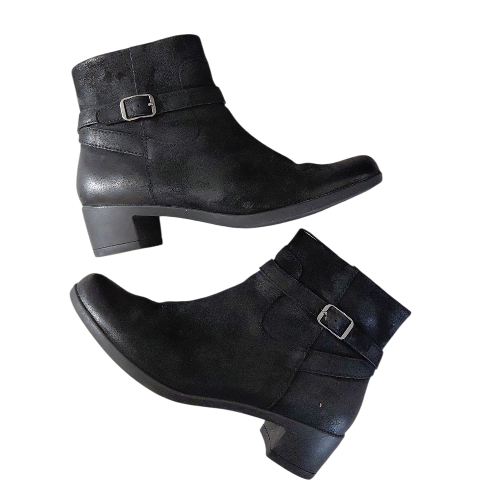 Dansko Cagney Black Burnished Leather Ankle Boots Size 10 Black Booties EU 40